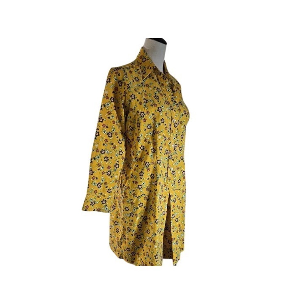 Carol Brent Yellow Floral Print Button Up Long Sleeve Culotte Dress Size‎ 16 1/2